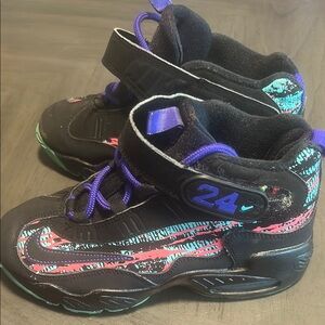 Nike Black and Purple High-Top Sneakers with Strap